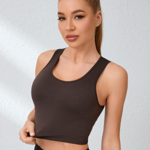 Women Hollow Crisscross Back Sports Tank Top Breathable Sleeveless Crop Workout Vest