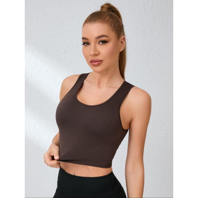 Women Hollow Crisscross Back Sports Tank Top Breathable Sleeveless Crop Workout Vest