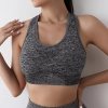 Women Seamless Marled Push Up Sports Bra, Breathable Racerback Workout Crop Top, Shockproof Gym Running Yoga Fitness Underwear