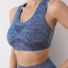 Women Seamless Marled Push Up Sports Bra, Breathable Racerback Workout Crop Top, Shockproof Gym Running Yoga Fitness Underwear