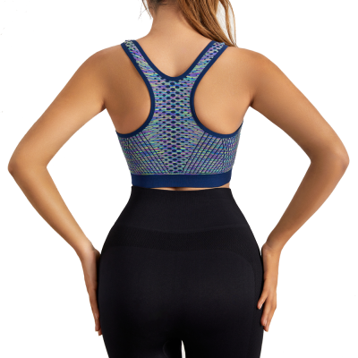Women Front Zip Racerback Sports Bra High Support Padded Workout Gym Yoga Bra