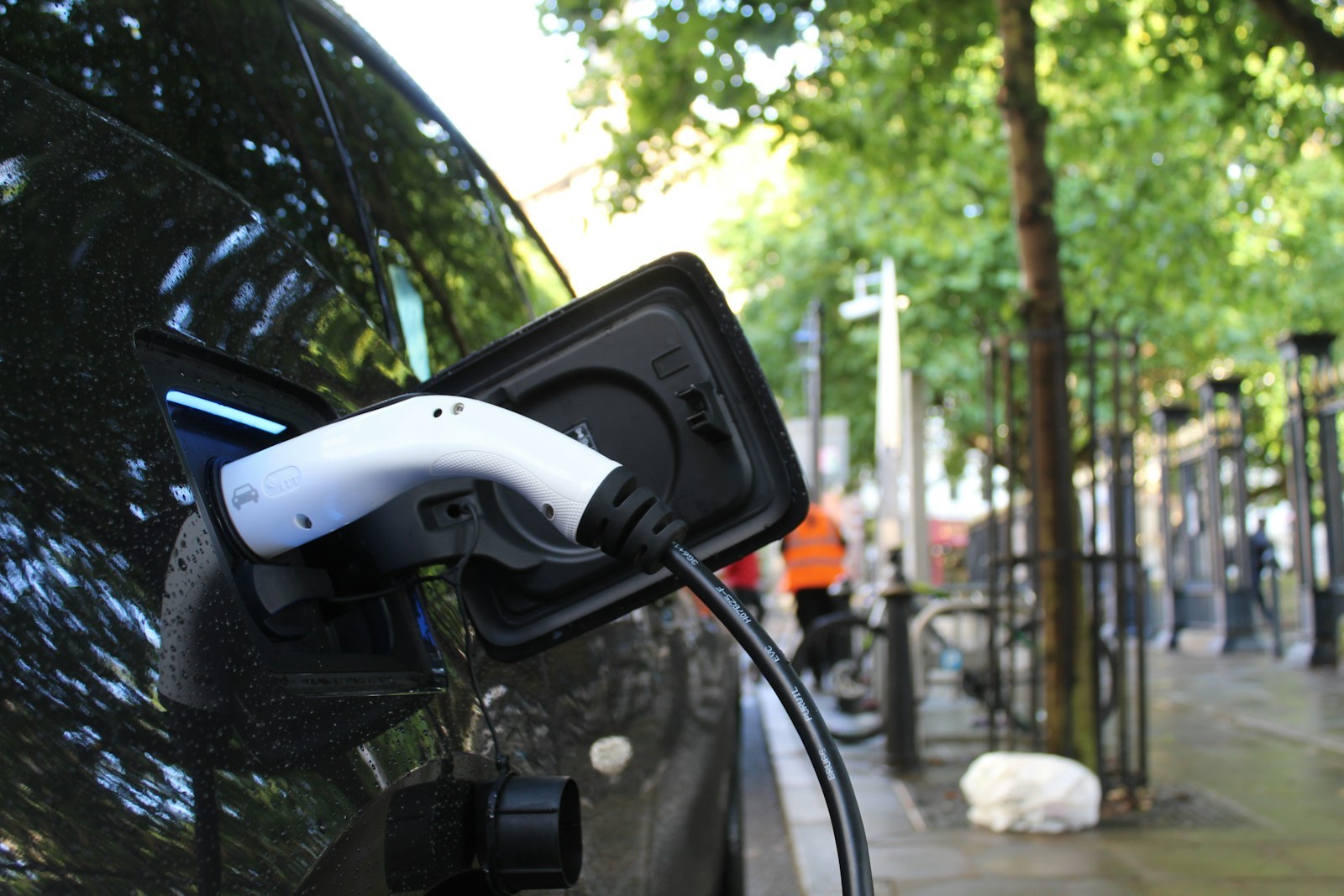 New energy vehicle on a city street