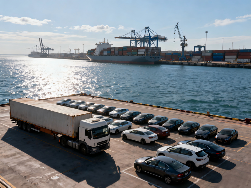 How much of the total auto exports from China to Japan and South Korea in the first half of the year?