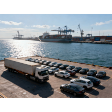 How much of the total auto exports from China to Japan and South Korea in the first half of the year?