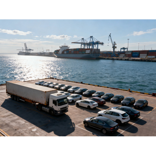 How much of the total auto exports from China to Japan and South Korea in the first half of the year?