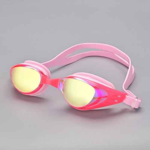 Adult Swimming Goggles, Anti-fog and UV Protection PC Lens with Mirror Adjustable Button Comfortable and Durable