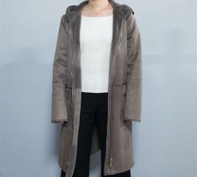 Custom Outlet Women's Long Suede Trench Coat|Reversible Coat with High Quality for Ladies