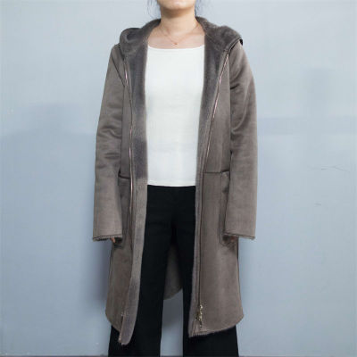 Custom Outlet Women's Long Suede Trench Coat|Reversible Coat with High Quality for Ladies