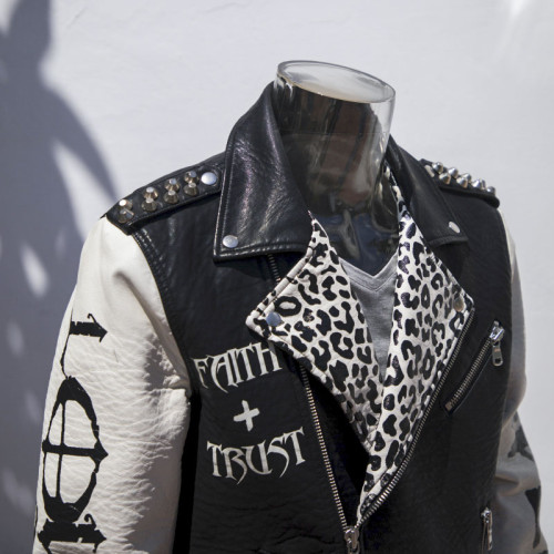 Custom Faux Leather Jacket Men | Leopard Letterman Tech Print | Faux Leather Moto Jacket