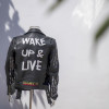 Custom Biker Faux Leather Jacket|Embroider Patch & Print Application |Faux Suede Biker Jacket