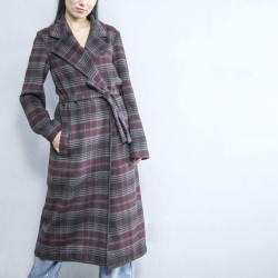 Women's Wool Coats Custom Plaid Coat|with High Quality Women's Trench Coats|with Wool for Ladies