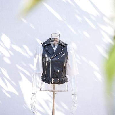 Wholesale Motorcycle Leather Vest| Women's Short Vest |Slim Biker Jacket Vest for Ladies