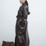 Abrigo de cuero vegano largo para mujer a la moda|Fabricante de abrigo de cuero vegano de diseño personalizado