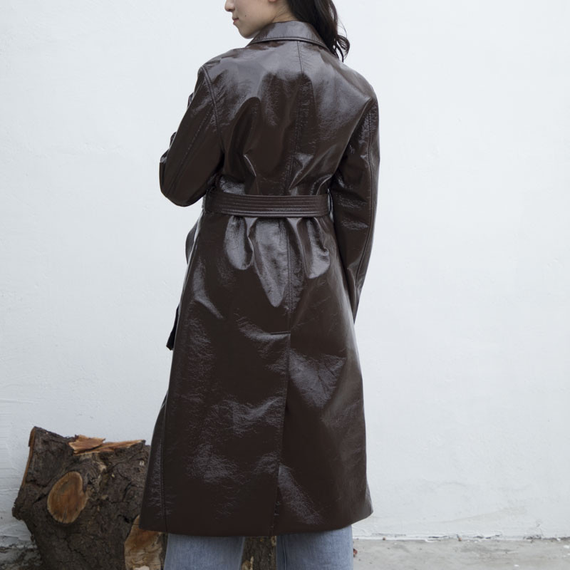 womans leather trench coat