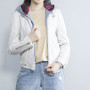 Hochwertige Kapuzen-Bomberjacke für Damen | Kundenspezifische Jeansjacke mit Kapuze für Damen