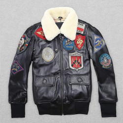 Custom Aviator Leather Jacket | Embroidered Patches | Vintage Aviator Jacket For Woman
