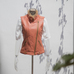Manufacturer Womens Leather Vest|Lamb Leather Slim Fit Vest Jacket|Fall Fashion Leather Biker Vest
