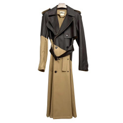 Custom Leather Trench Coat|New Fashion Windbreaker Sheepskin Leather Jacket |Leather Trench Coat