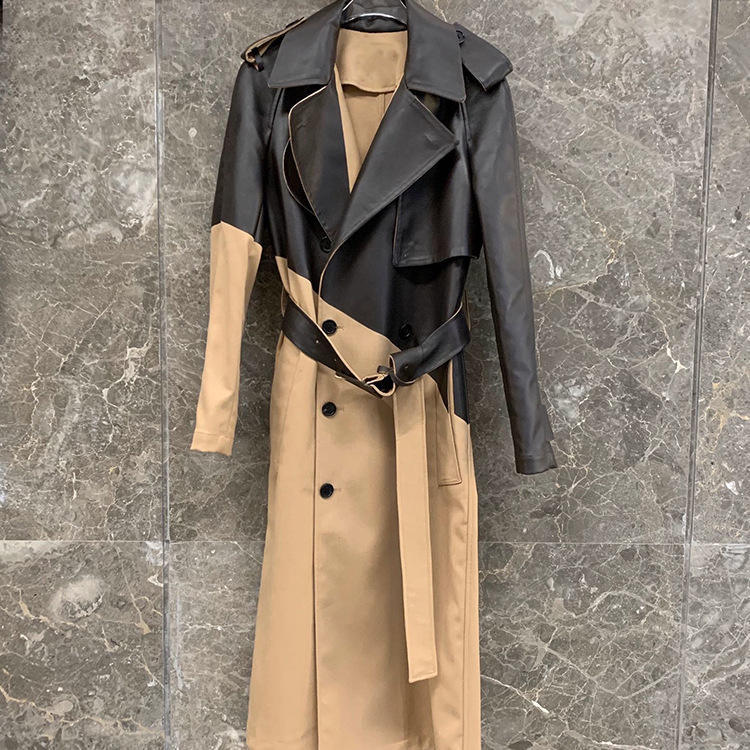 genuine leather trench coat