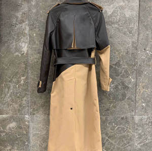 Custom Leather Trench Coat|New Fashion Windbreaker Sheepskin Leather Jacket |Leather Trench Coat