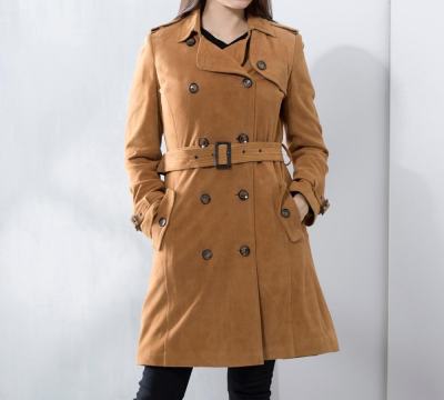 Women's OEM Brown Duede Trench Coat Womens|Leather Suede Jacket|Custom Brown Trench Coat for Women