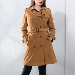 Women's OEM Brown Duede Trench Coat Womens|Leather Suede Jacket|Custom Brown Trench Coat for Women