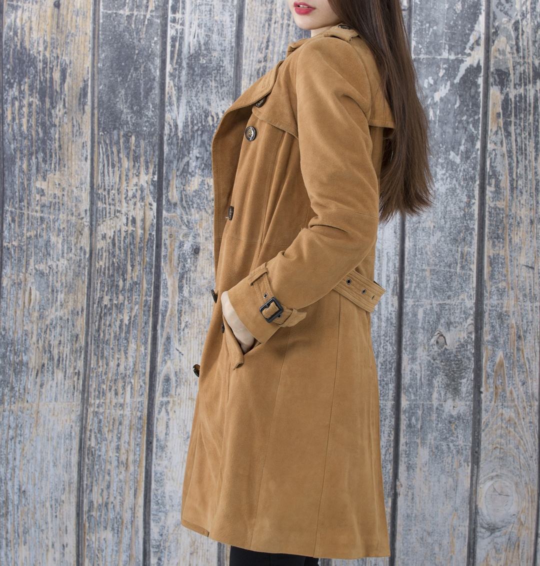 faux suede trench coat women