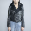Custom Women Leather Hooded Jackets | Wind Breaker Jacket Rabbit Fur Hood And Collar For Women