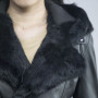Benutzerdefinierte Frauen Lederjacken mit Kapuze | Windjacke aus Kaninchenfell mit Kapuze und Kragen für Damen