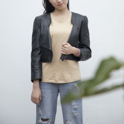 Hot Selling Short Women's Black Leather Blazer|With Real Leather|Cropped Women's Leather Blazer