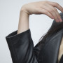 Schwarzer Leder-Blazer der heißen verkaufenden kurzen Frauen | Mit echtem Leder | Beschnittener Leder-Blazer der Frauen