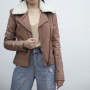 Newest Hot Selling Vintage Brown Leather Jacket|Fashionable Short Jacket with Genuine Leather