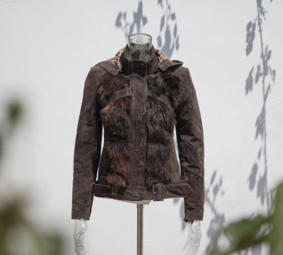 Custom Vintage Leopard Fur Jacket|Sheepskin Fake Fur Jacket Casual Slim Coat Fall Jacket