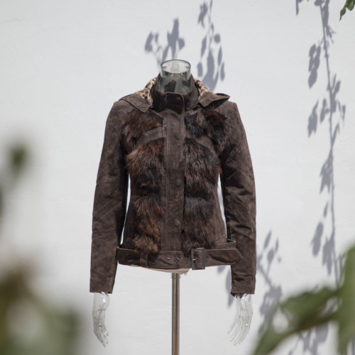 Custom Vintage Leopard Fur Jacket|Sheepskin Fake Fur Jacket Casual Slim Coat Fall Jacket
