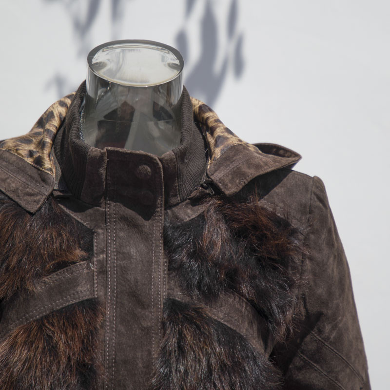 giacca vintage in pelliccia di leopardo