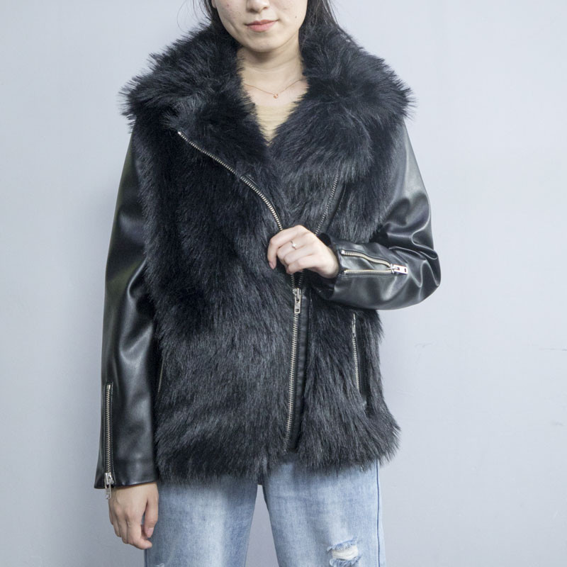 Hot Sale Faux Fur Leather Jacket|Faux Fur Vegan Leather Coat
