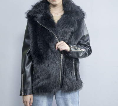 Hot Sale Faux Fur Leather Jacket|Faux Fur Vegan Leather Coat|Fashionable Winter Jackets for Women