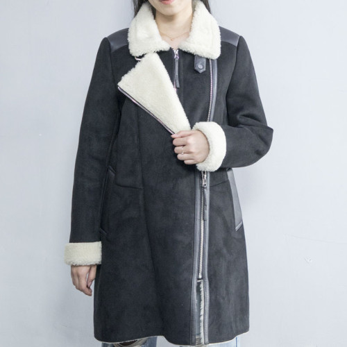 High Quality Wool Blend Coat | Double Face Sheepskin Leather Fur Jacket Fashionable For Woman