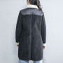 Cappotto in misto lana di alta qualità | Giacca in pelliccia di pelle di montone double face alla moda per donna