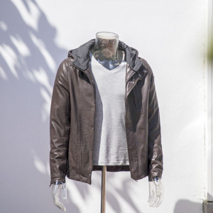 Chaqueta de cuero negra personalizada de invierno 2022 con capucha | Fabricante de chaqueta con capucha de moda de gran oferta