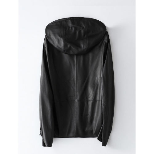 2022 Custom Women's Genuine Leather Jacket With Hood Casual|Black Real Leather Coat for Women