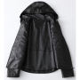 Chaqueta de cuero genuino para mujer personalizada 2022 con capucha Casual|Abrigo de cuero Real negro para mujer