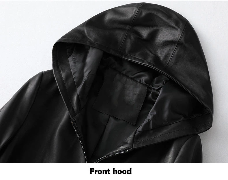 chaqueta de cuero con capucha