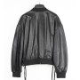 OEM Embroidery Black Aviator Leather Jacket| Fashion Zipper Plus Size Motorcycle Leather Jacket