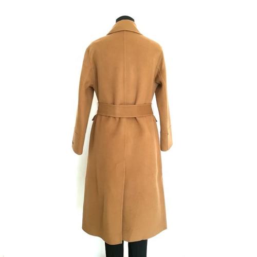 Custom Womens Wool Trench Coats|New style Autumn Brown Women Long Wool|Tie Belt Waist