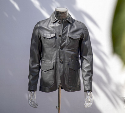 New Arrival Leather Blazer Jacket| Plus Size Real Leather|Fabric Turn Down Genuine Jacket for Men