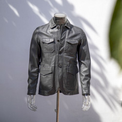 New Arrival Leather Blazer Jacket| Plus Size Real Leather|Fabric Turn Down Genuine Jacket for Men