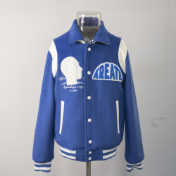 2022 Custom Navy Blue Wool Bomber Jackets |Hot-sales Fashion Wool Jacket Manufacturer