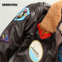 Bomber da aviatore in pelle invernale da uomo personalizzato 2022|Produttore di giacche da aviatore di moda con ricamo