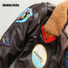 2022 Custom Men Winter Leather Aviator Bomber Jacket|Embroidery Fashion Aviator Jacket Manufacturer